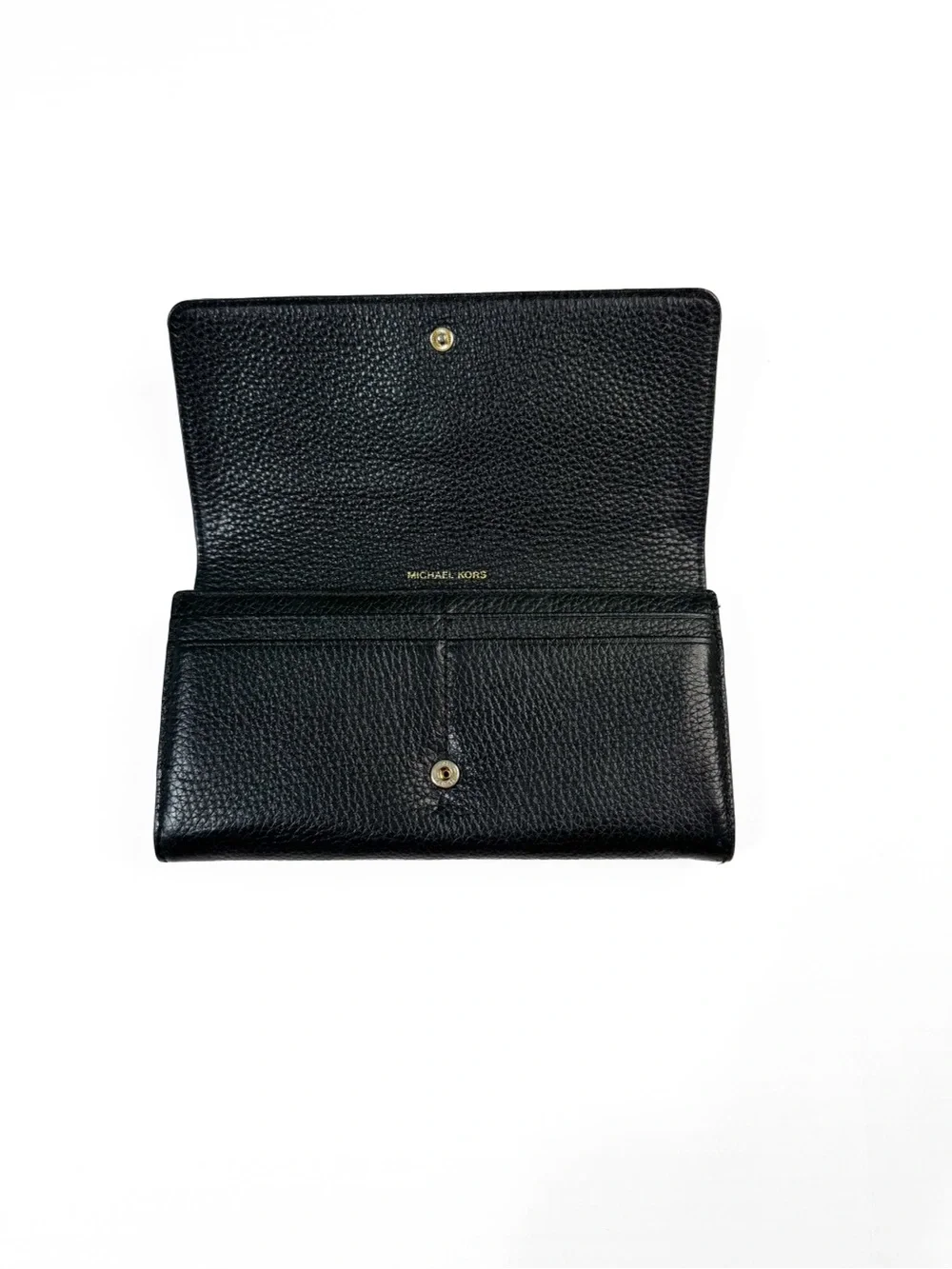 Michael Kors Black Pebbled Leather Wallet with Gold MK Emblem